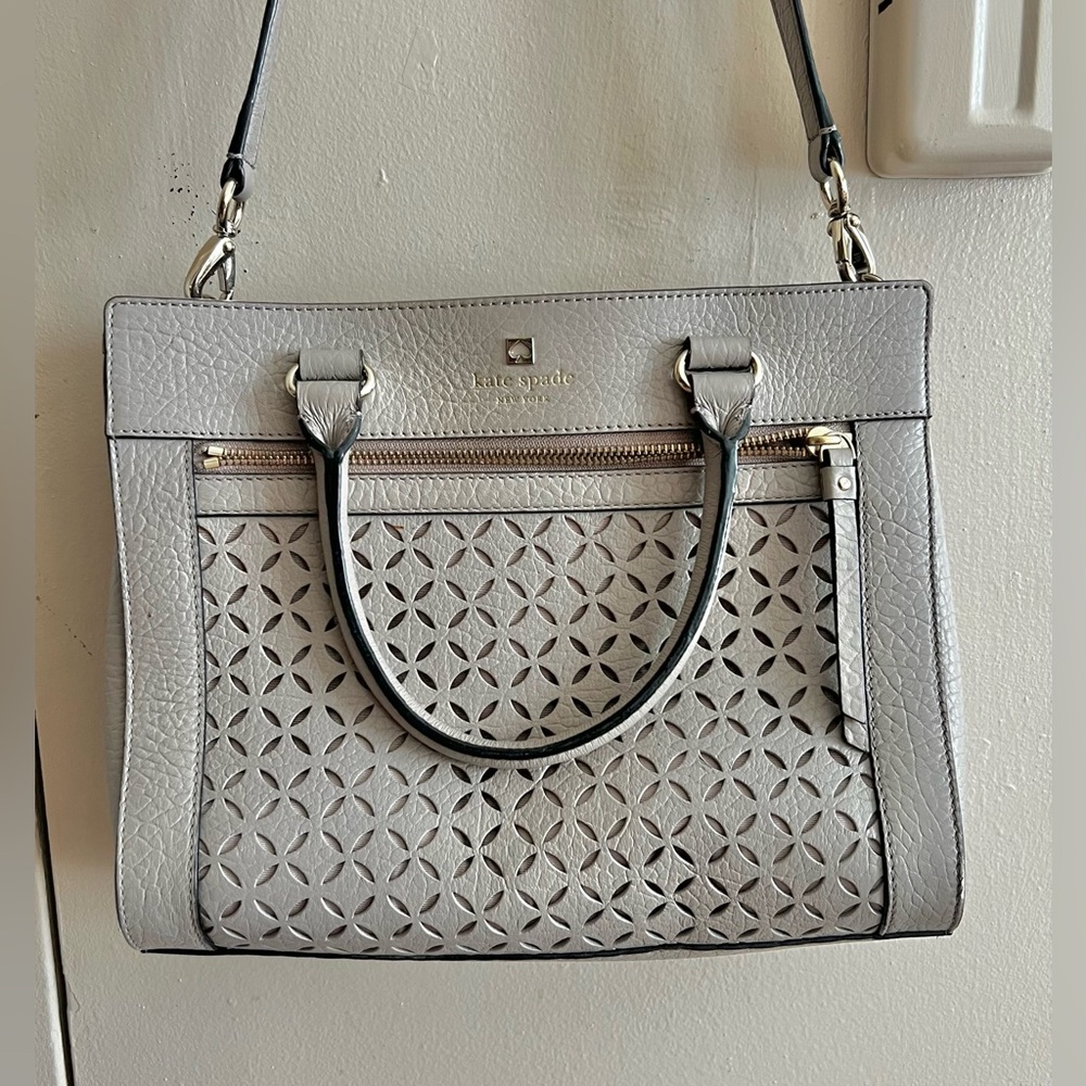 Kate Spade Light Gray Satchel with Cutout Design